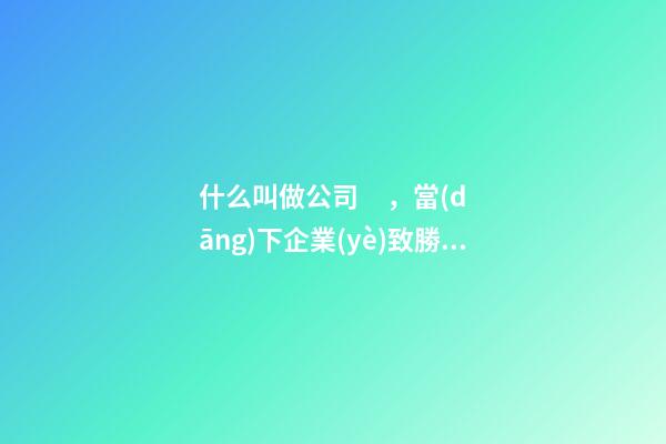 什么叫做公司，當(dāng)下企業(yè)致勝的法寶是什么-第1張-觀點-玄機派